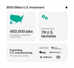 Apple, Amerikan Üretim Programını Duyurdu, Made in USA taahhüdüne başka 100 milyar dolar daha ekleyecek.