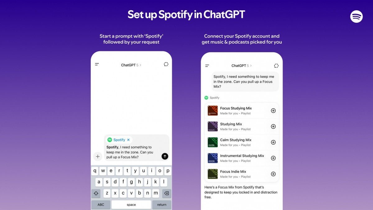 Artık ChatGPT'den Spotify'da favori parçalarını bulmasını veya kişiselleştirilmiş çalma listeleri oluşturmasını isteyebilirsiniz