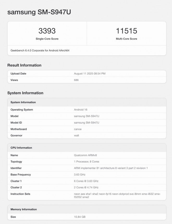 Galaxy S26 Edge, Snapdragon 8 Elite 2 işlemcili Geekbench'te görüldü
