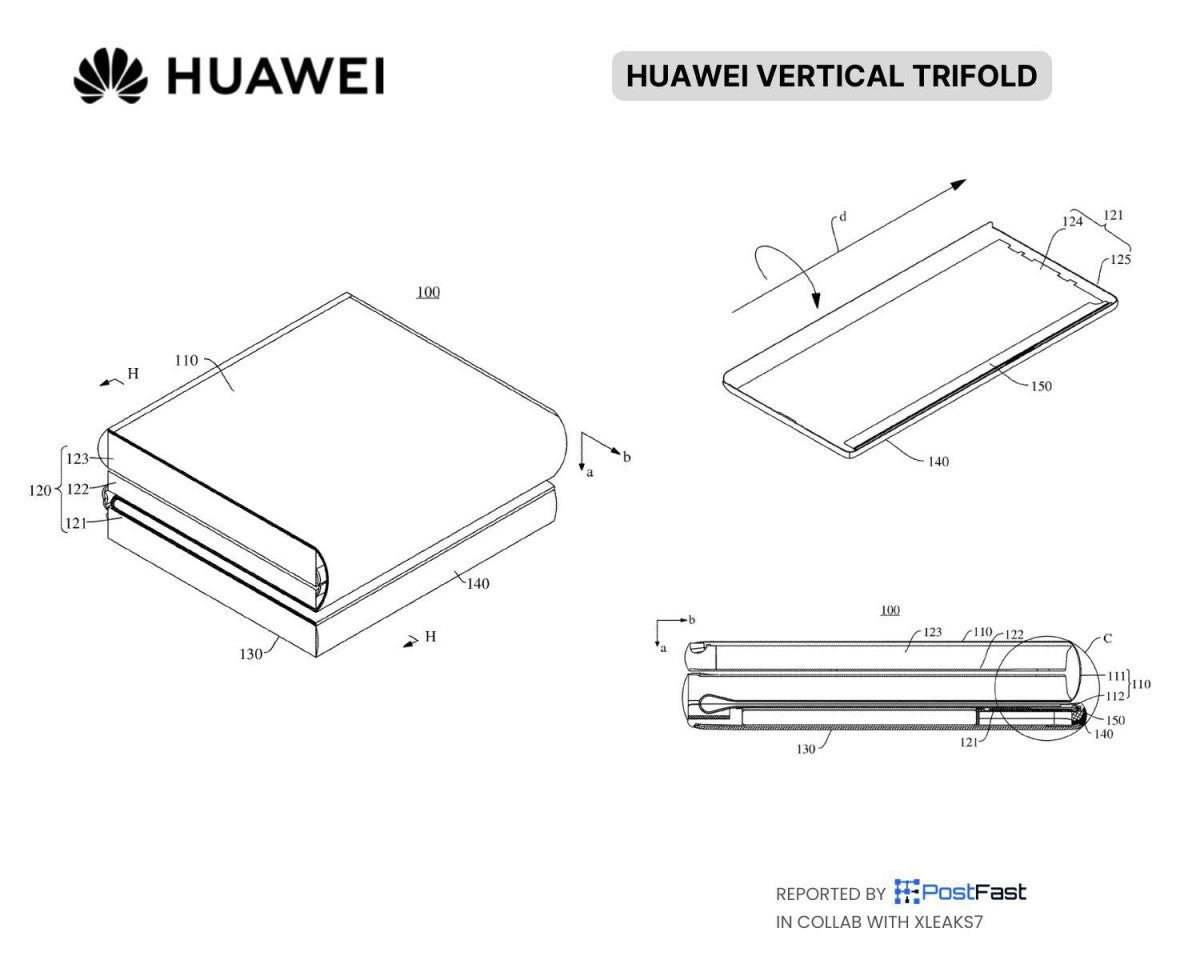 Huawei'nin Dikey Üç Katlı Telefon Patenti Ortaya Çıktı