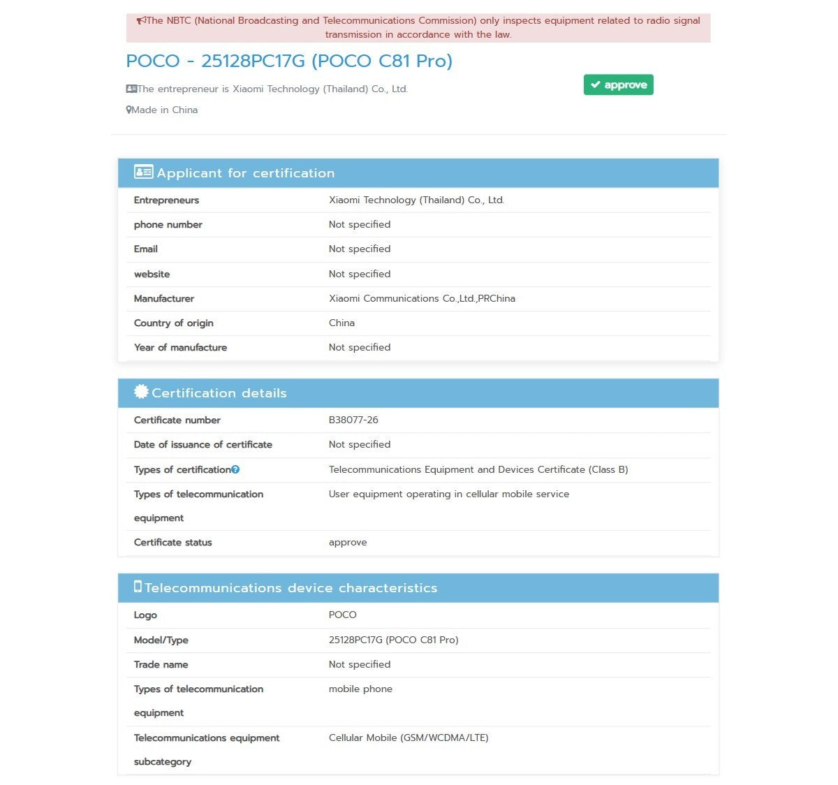 Poco C81 Pro yolda, yeni sertifika ortaya çıktı