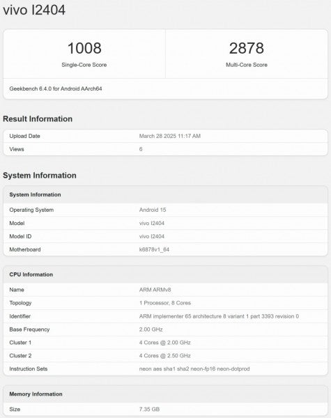 iQOO Z10x, önemli özellikleriyle Geekbench'te ortaya çıkıyor