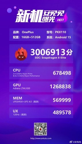 OnePlus 13T, önemli özellikleriyle AnTuTu'da göründü