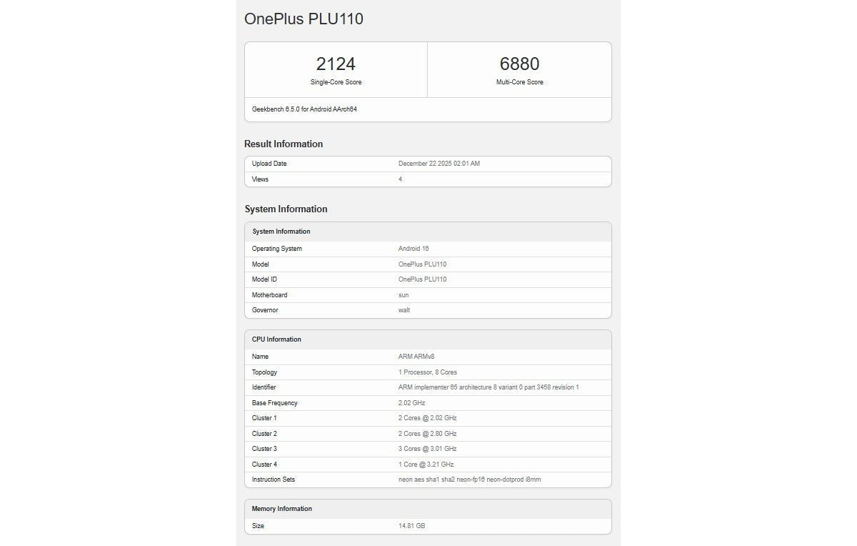 OnePlus Turbo, muhtemelen Geekbench testinden geçti ve onu güçlendiren yonga setini ortaya çıkardı.