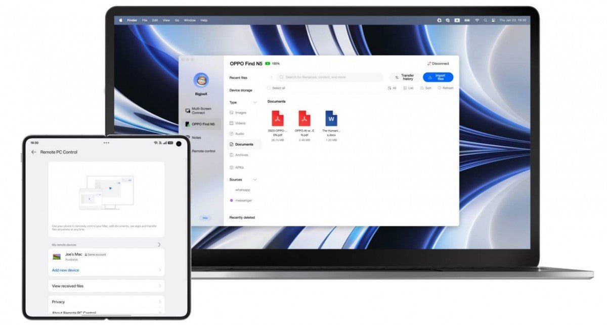 "Oppo Find N5 ile O+ Connect Mac'te: Sorunsuz Dosya Paylaşımı ve Uzaktan Masaüstü Özelliği Geliyor!"