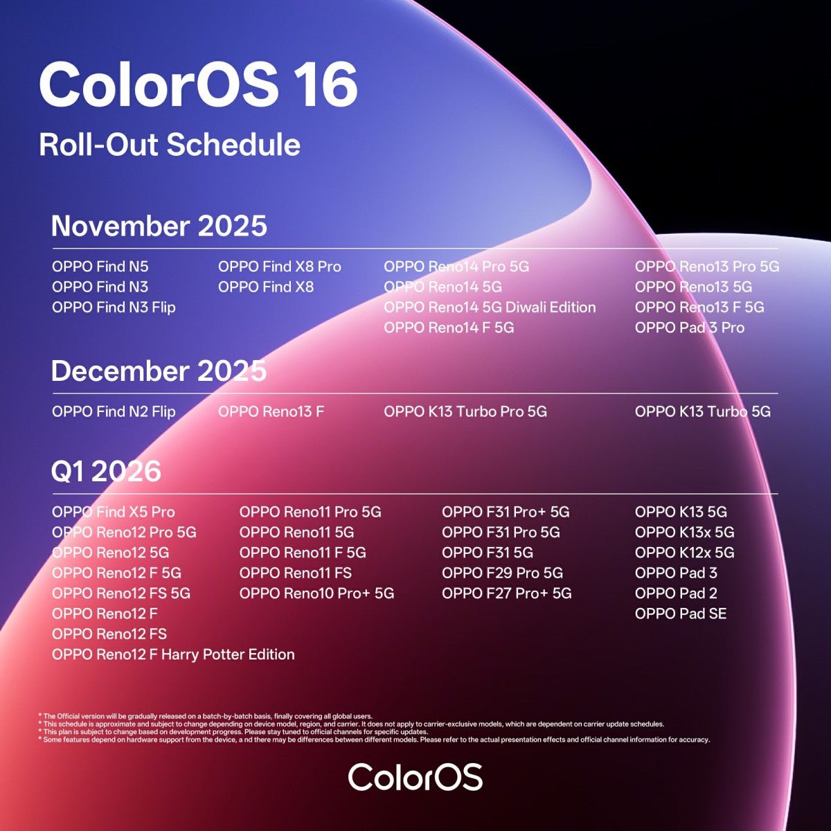 Oppo'nun ColorOS 16'nın küresel yayınlanma takvimi duyuruldu