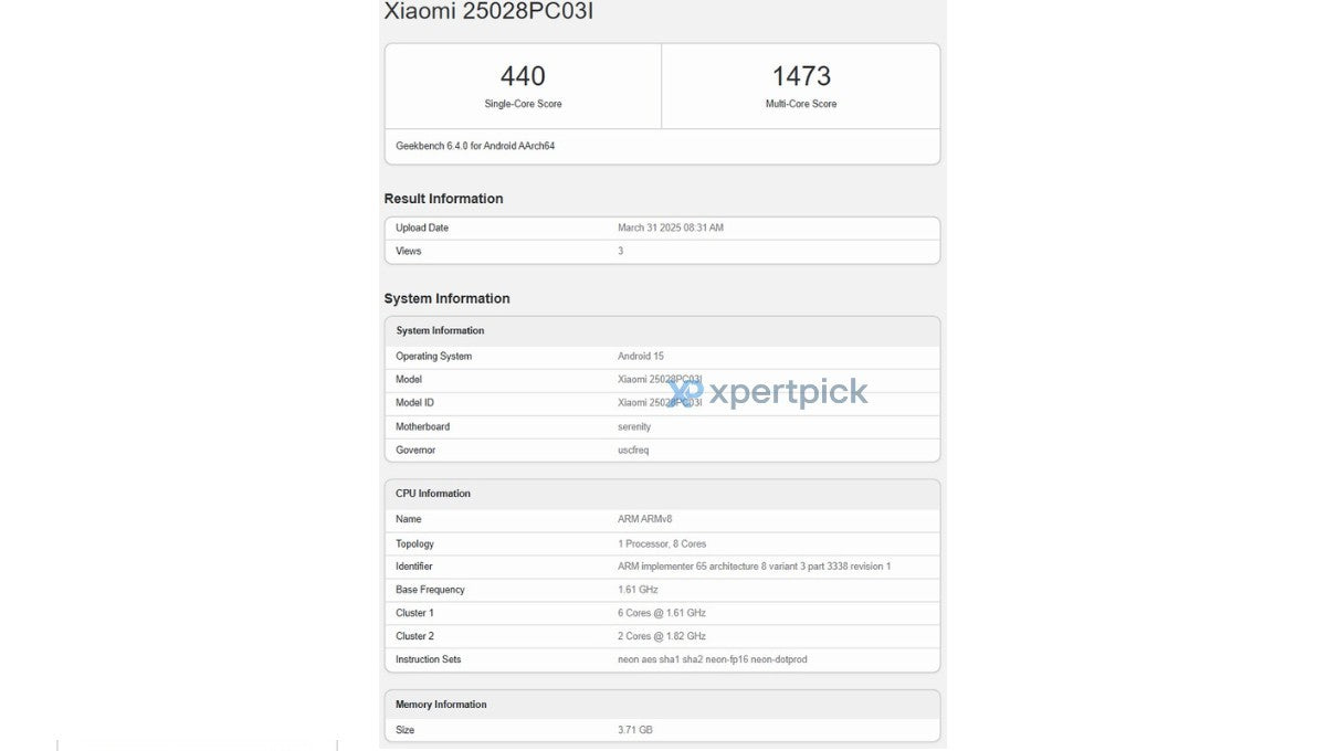 Poco C71, yonga setini doğrulayan Geekbench'te çalışıyor.