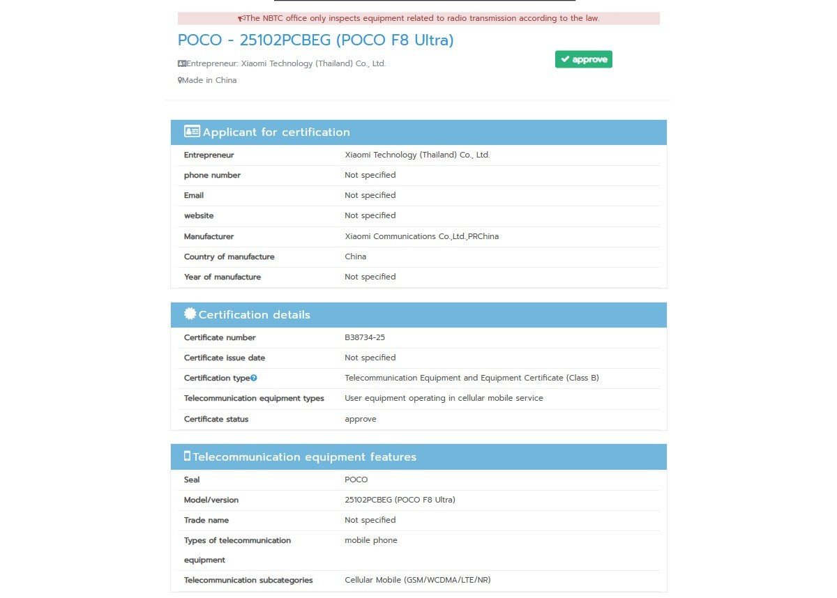 Poco F8 Ultra sertifikalandırıldı, erken bir piyasaya sürülme olasılığını gösteriyor