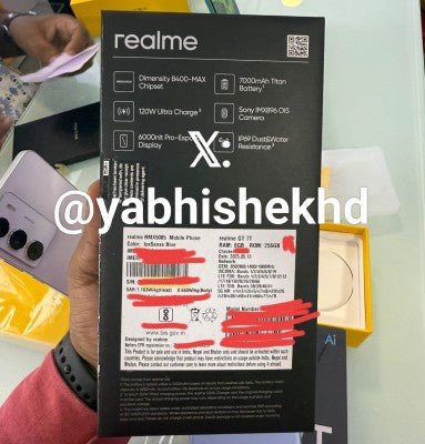 Realme GT 7T'nin daha fazla özelliği kutusunun fotoğrafında ortaya çıktı