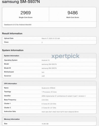 Samsung Galaxy S25 Edge ve Tab S10 FE Geekbench'te görüldü.