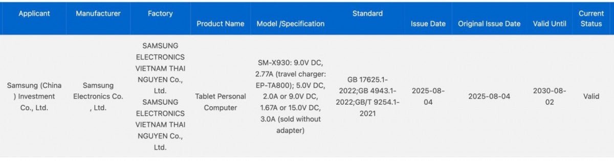 Samsung Galaxy Tab S11 Ultra ve Galaxy A07 yeni bir dizi sertifikasyon aldı