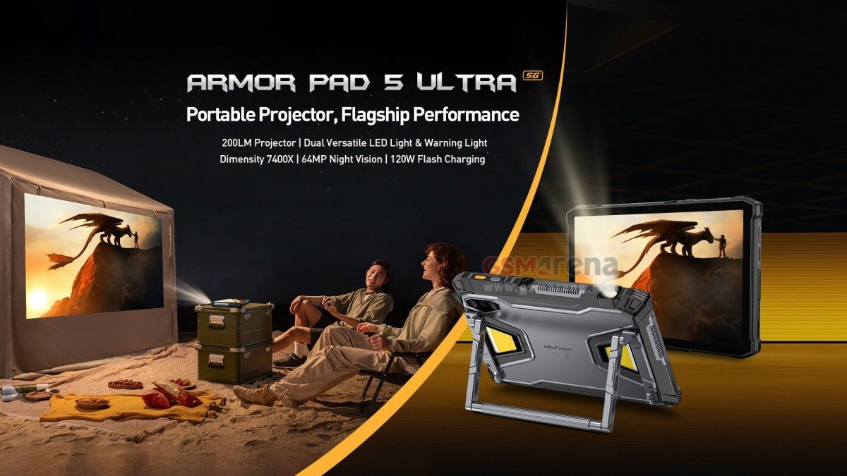 Ulefone Armor Pad 5 Ultra'nın IFA'da tanıtılacak olan dahili projektör ile ilk görüntüsü, Pad 5 Pro da eşlik edecek