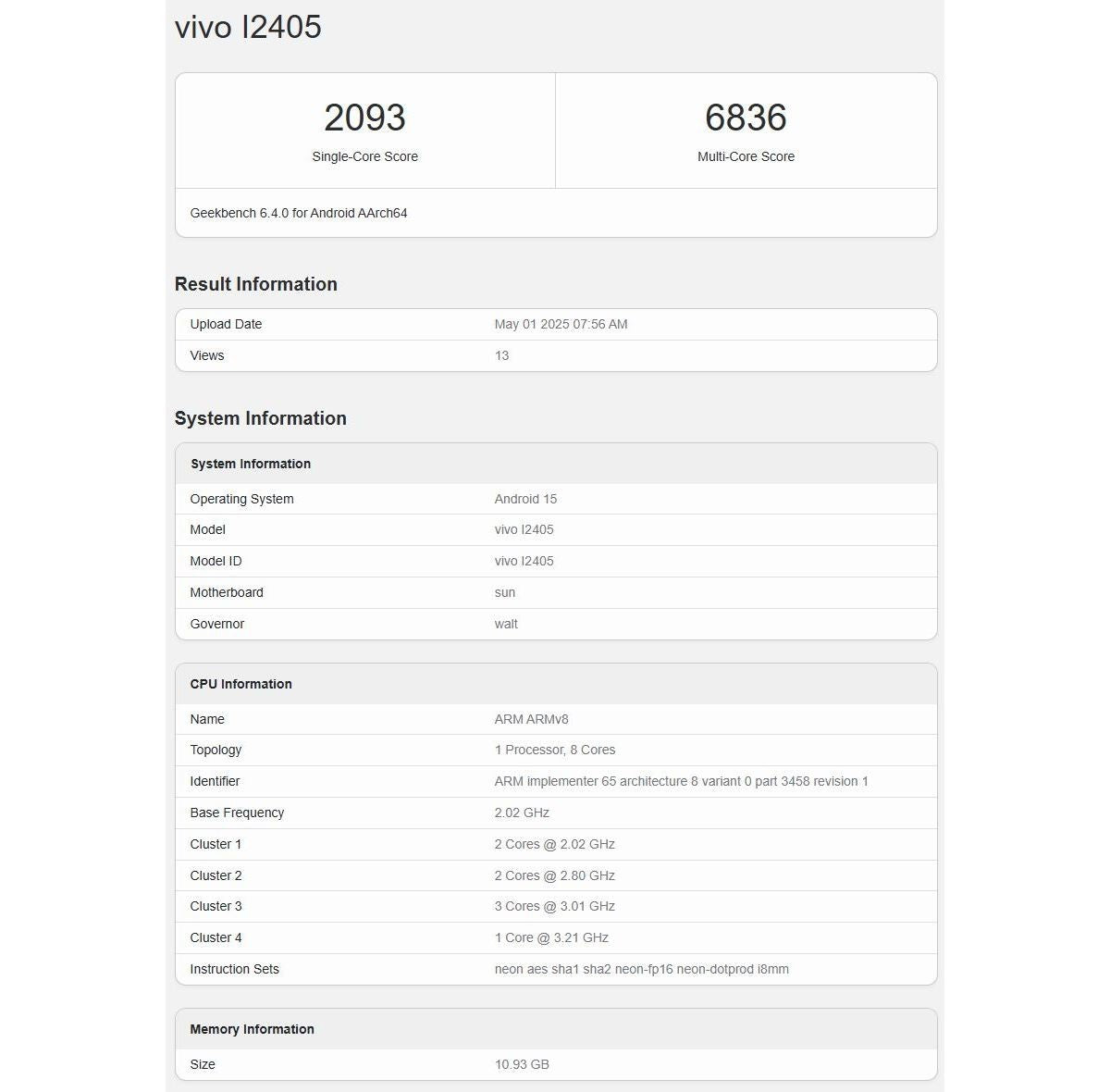 Uluslararası iQOO Neo10, farklı bir yonga setiyle Geekbench testinden geçti