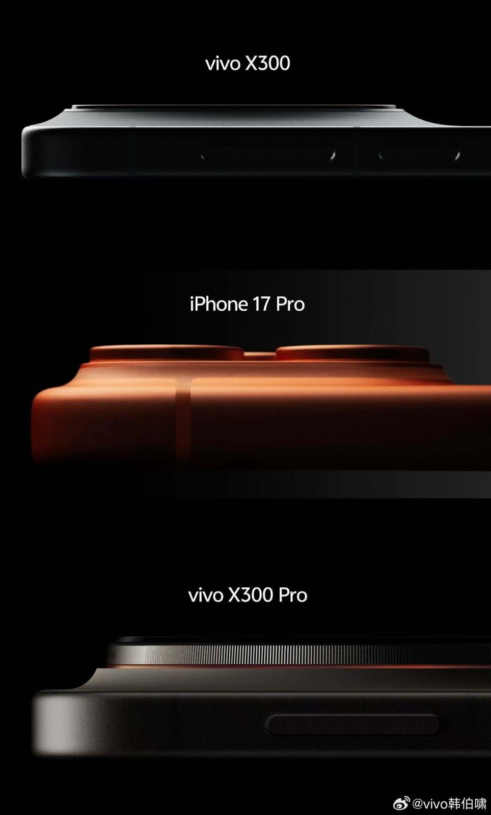vivo x300 serisi kamera çıkıntıları iPhone 17 Pro ile karşılaştırıldı