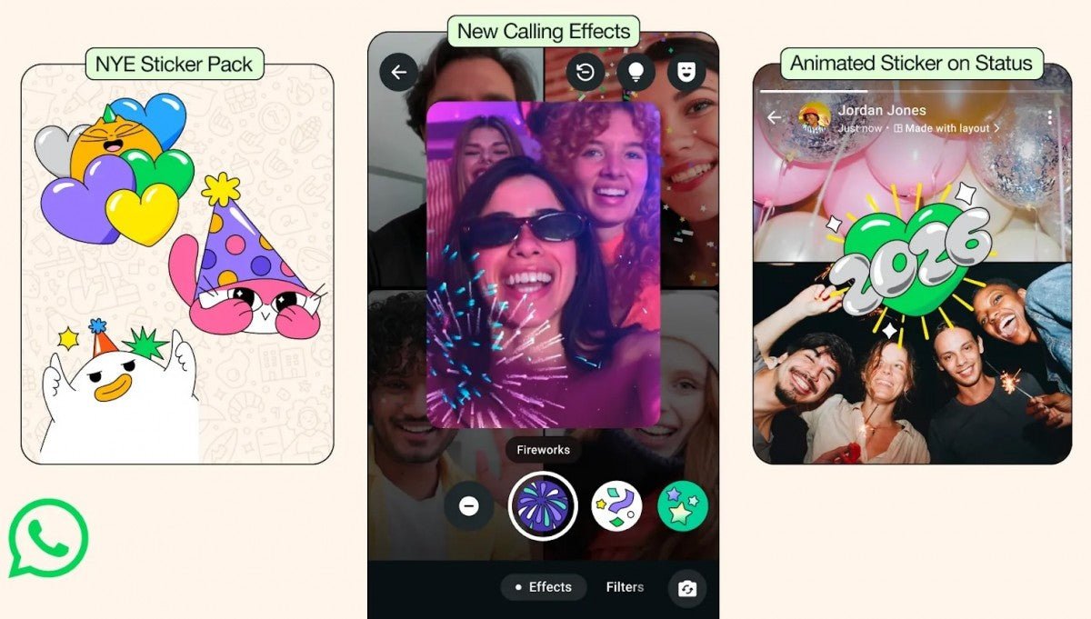 WhatsApp, Yeni Yıl 2026 çıkartmalarını, video arama efektlerini ve daha fazlasını sunuyor